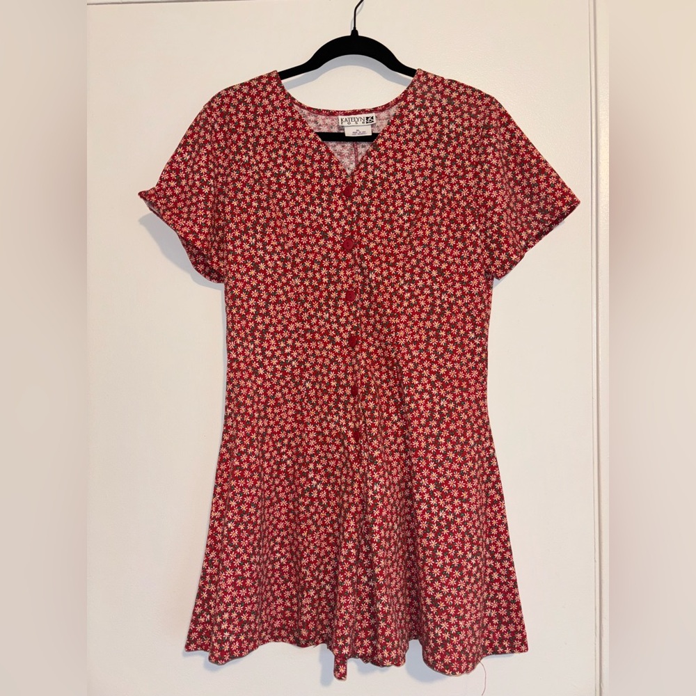 Vintage floral red romper